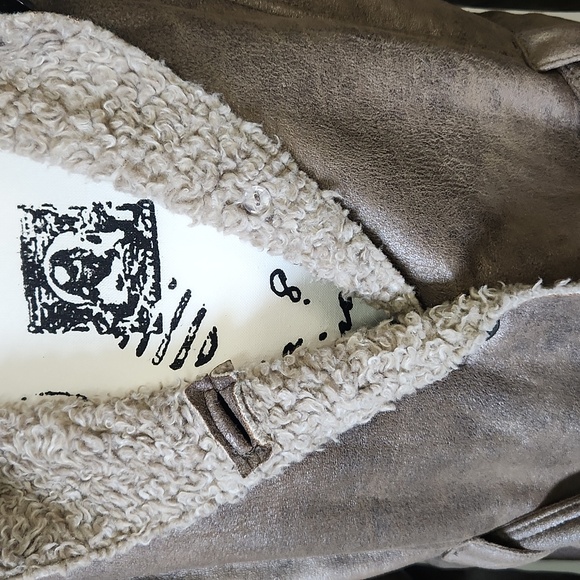 Christopher & Banks Vegan Suede, Sherpa Lined Long Jacket - Picture 11 of 14